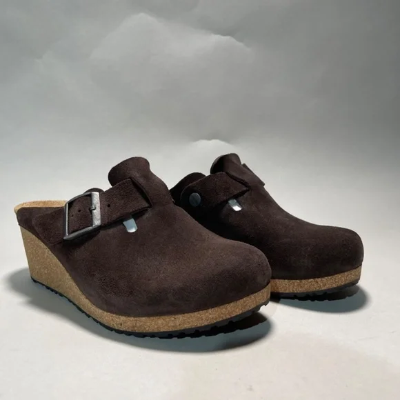 Papillio by Birkenstock Fanny color Roast Suede Clogs Womans 41 US 10M - Picture 2 of 16